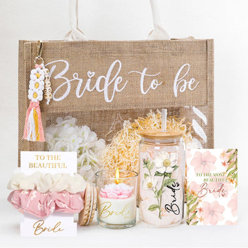 Bridal Shower Gifts for Bride to Be, Bachelorette Gifts Wedding Engagement Gift for Bride, Bridal Tote Bag Glass Cup