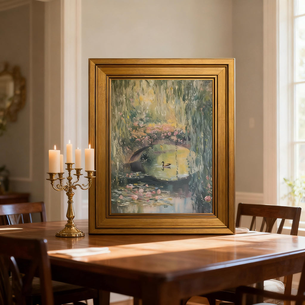 Gold Framed Wall Art Monet Floral Landscape Painting Picture Wall Decor Vintage Country Poster Print Artwork Living