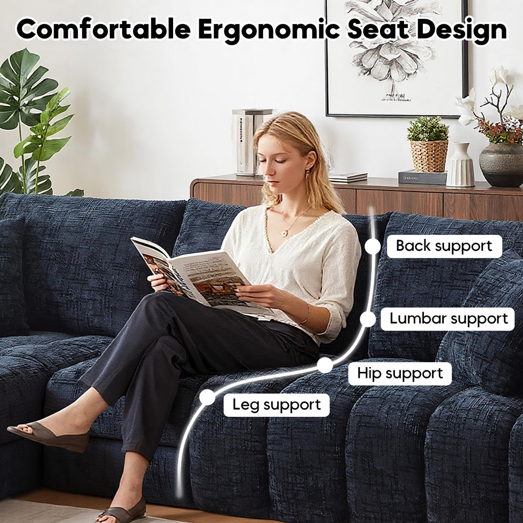 108" Cloud Modular Sectional Sofa Couch with Deep Seat, Modern L-Shaped Boneless Couch with Chaise, Comfy Chenille