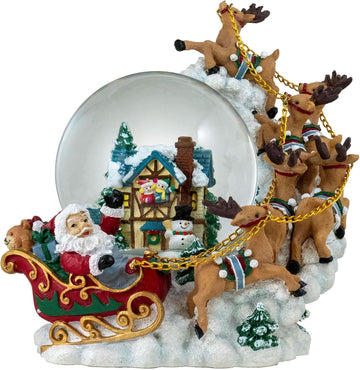 120MM Christmas Santa with Reindeer Musical Snow Globe