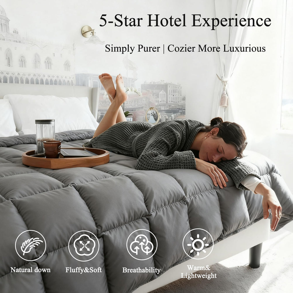 Down Comforter Duvet Insert, Queen, Grey
