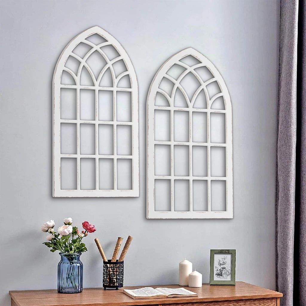 Large Farmhouse Arched Window Frame Wall Decor 44 X 24 Inch