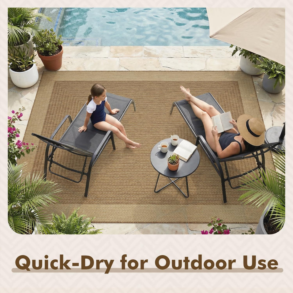 Outdoor Rug-Patio Rug Polypropylene Indoor Outdoor Rugs Outdoor Carpet Deck Balcony Porch, Textured Weave