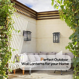 Outdoor Wall Light Fixtures 9.76'', Waterproof Porch Lights Lantern, Exterior Modern Matte Black Wall Mount Lighting