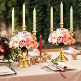 6 Pcs Gold Candelabra Candle Stand Metal Candlestick Holder 3 Arm 12 Wedding Candlestick Holder for Theme Party Table