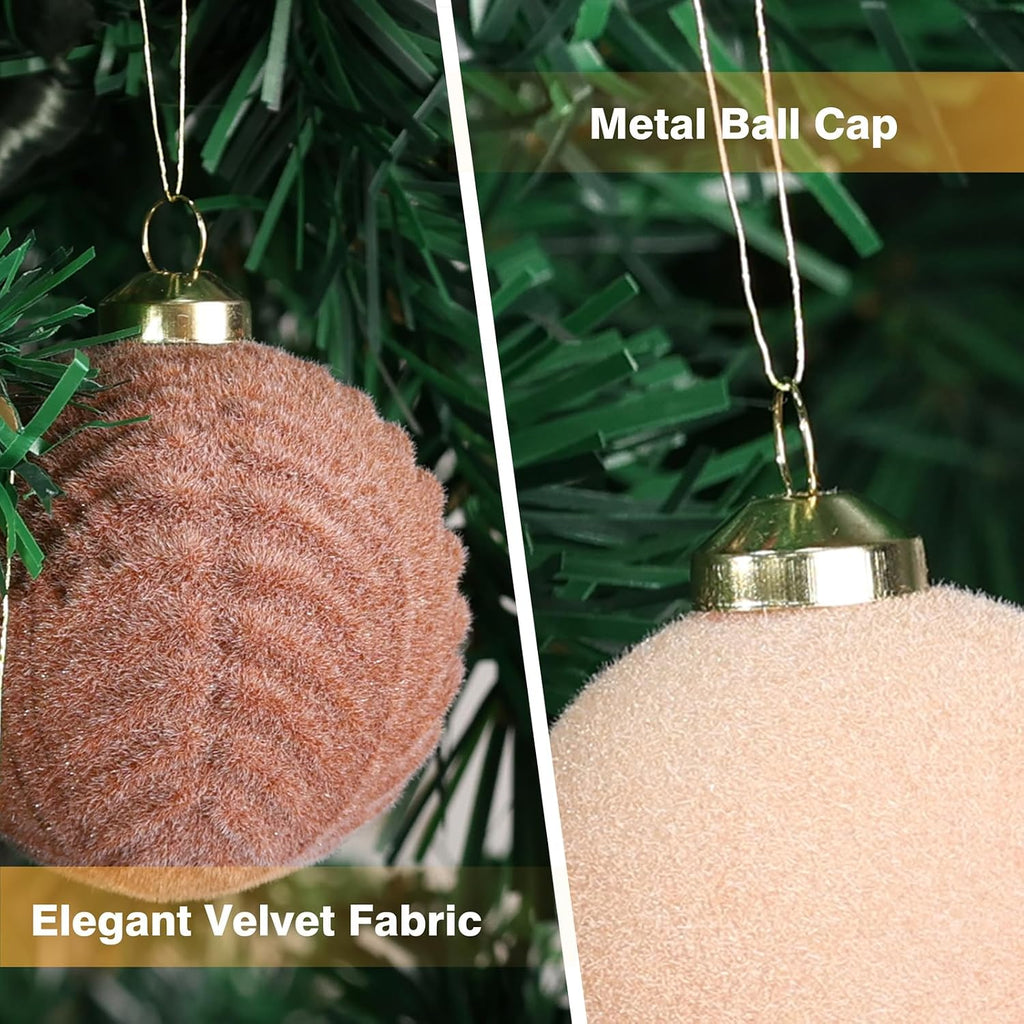 35PCS Velvet Christmas Balls - Shatterproof Christmas Ball Decorations - Neutral Christmas Ornaments Set - 10 Styles