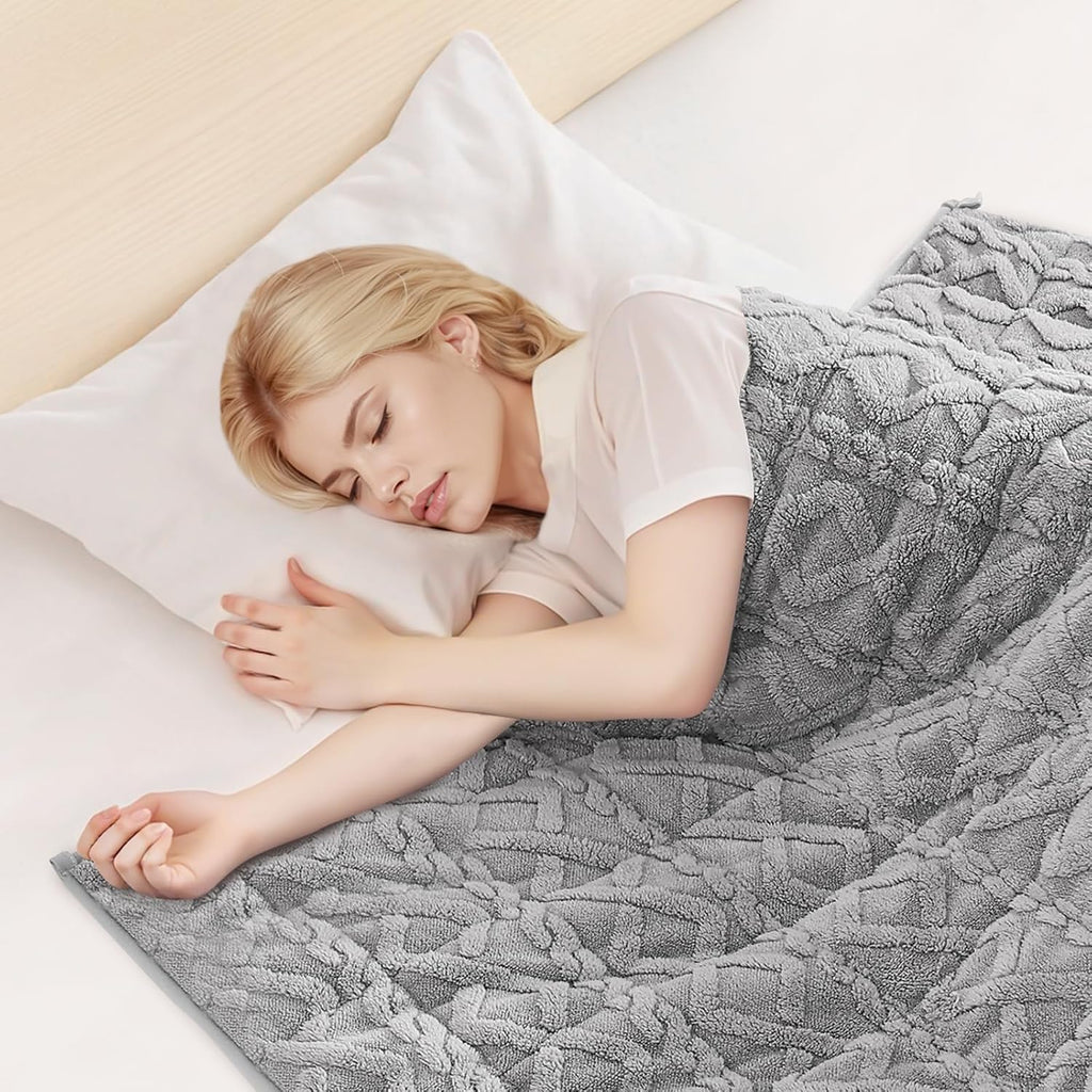 Weighted Blanket, 20 lbs, 60 x 80 in Queen Size, Sherpa Fleece Heavy Blanket with Glass Beads, Soft Warm Cozy Fluffy
