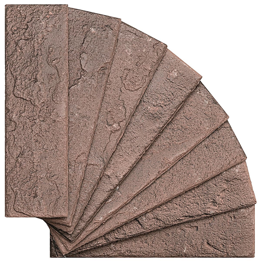 60 Red/Brown Thin Brick Wall Tiles, Clay Manufactured Faux Brick Veneers, Fireplace and Fence Wall Panels (8.5 sq.ft)