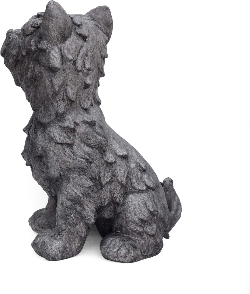 Seth Outdoor Terrier Dog Garden Statue, Antique Gray Finish