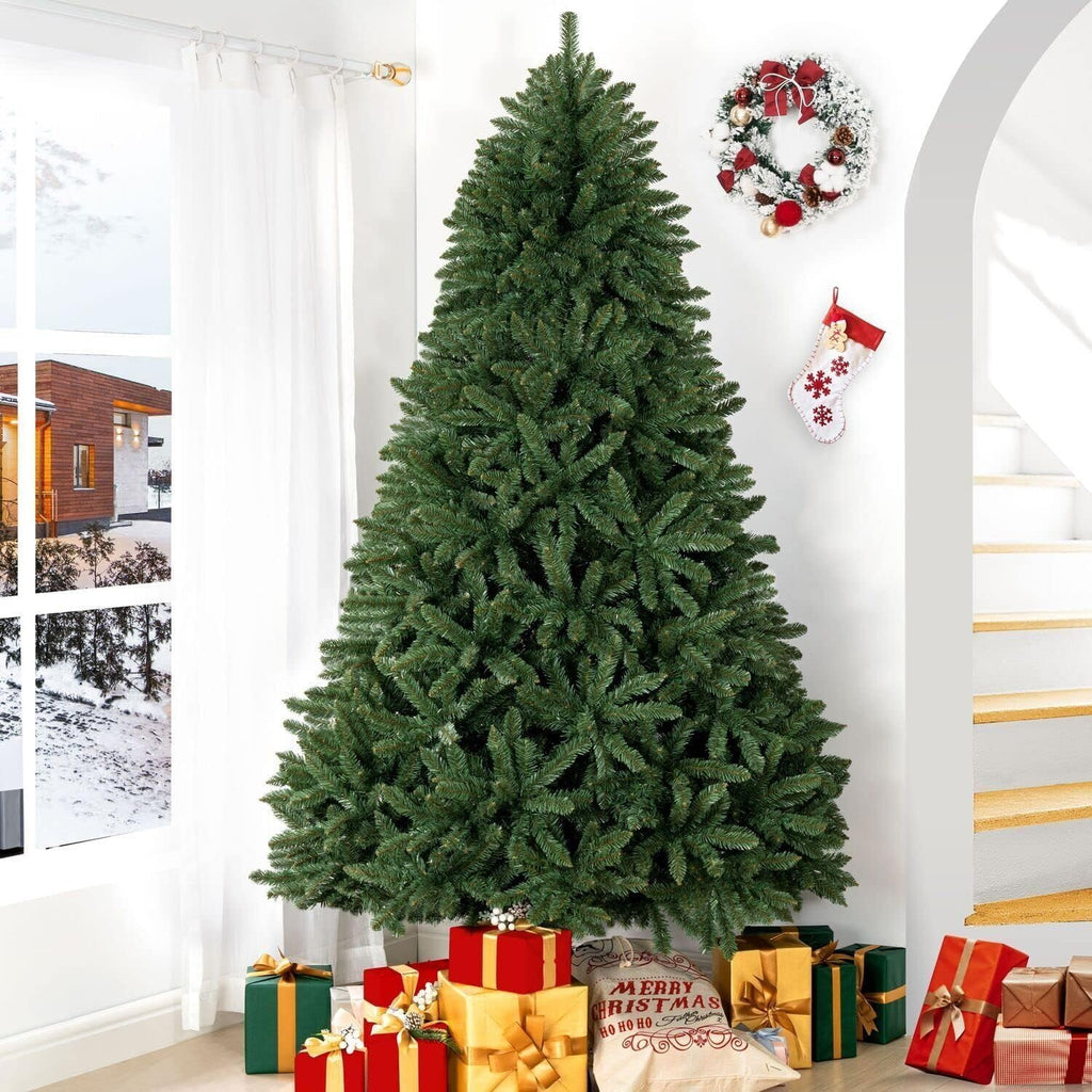Prague 7.5ft Prelit Artificial Christmas Tree with Foot Pedal, 1717 Branch Tips, 550 Warm Lights and Metal Stand, 56"