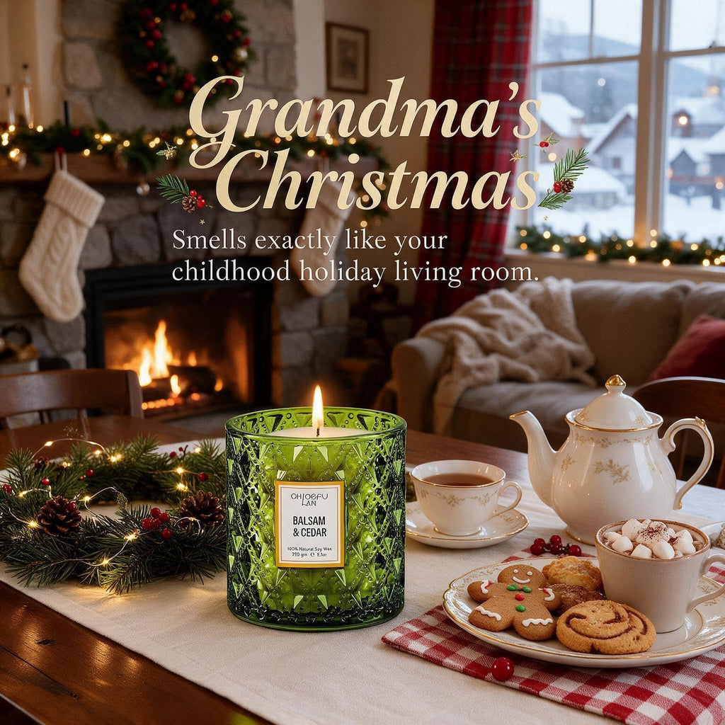 Balsam & Cedar Scented Candle Christmas Candles Gift, Christmas Festival Gifts, Large Luxury Scented Soy Jar Candles