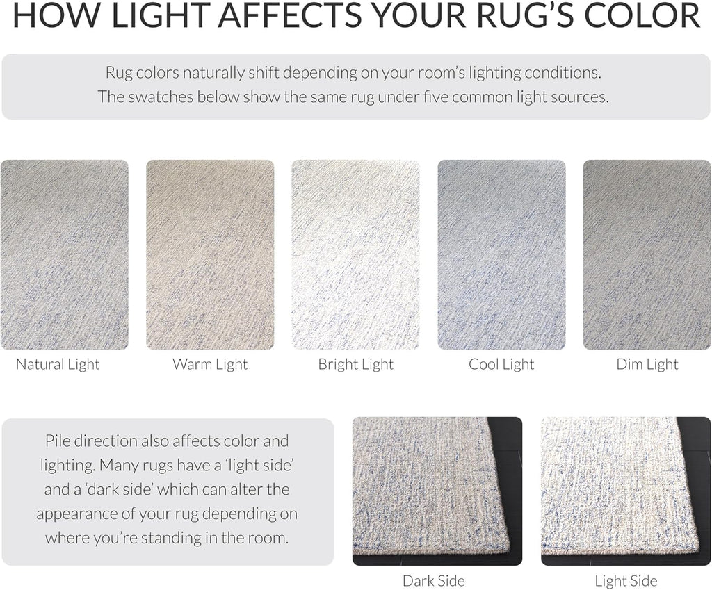 Abstract Area Rug - 10' x 14', Ivory & Blue, Handmade Wool