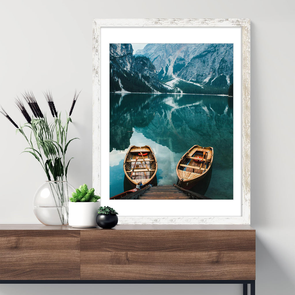16x20 Frames Set of 4, 16 x 20 Distressed White Wood(Mat 11x14)