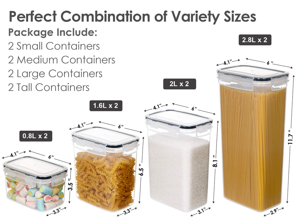 Airtight Food Storage Containers with Lids, 8 PCS