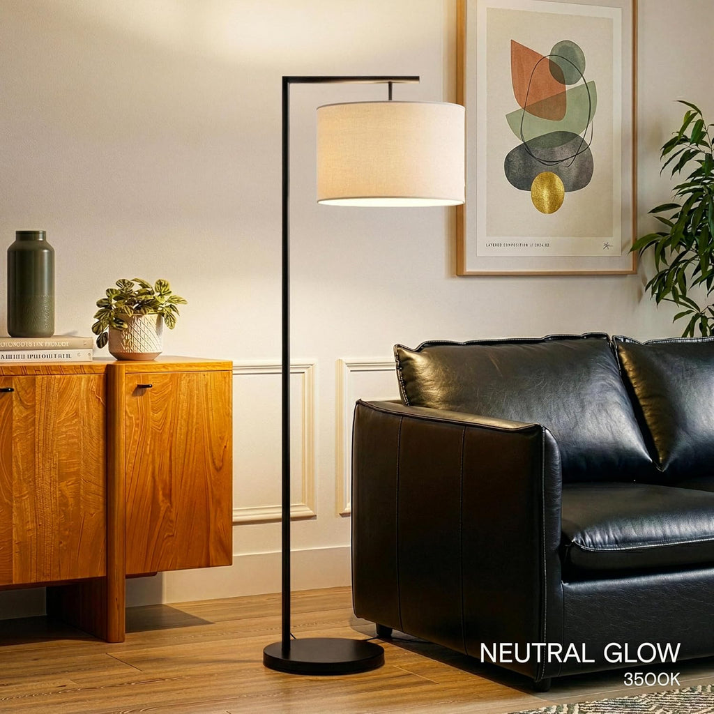 Montage Modern Floor Lamp - LED Standing Lamp with Tan Shades & Offices - Bedroom Reading Light