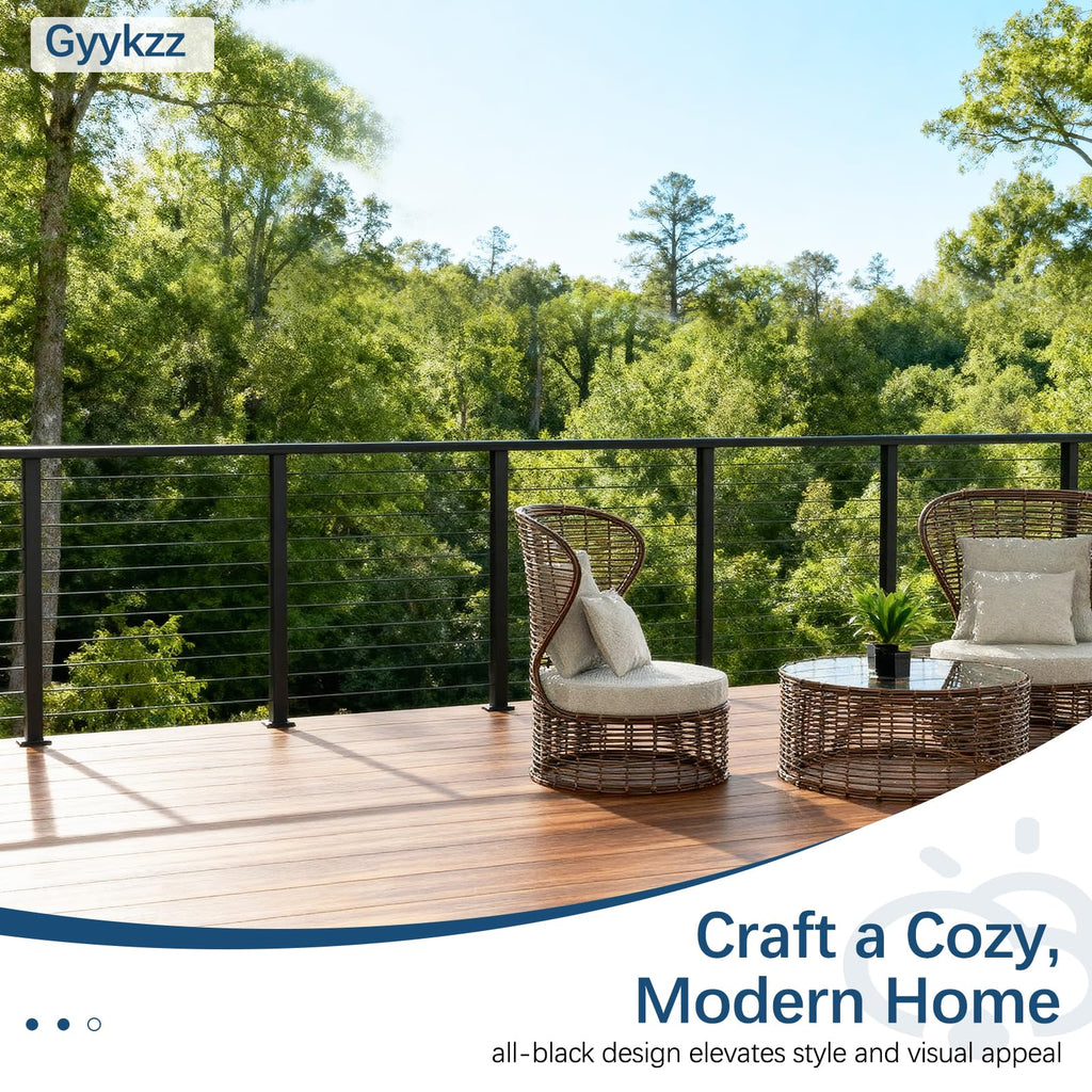 3 Pack Swageless One-Stop Cable Railing Post Kits 42", Stainless Steel T304 Deck Railing System with Swageless