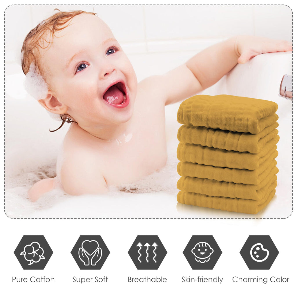 12 Pack Muslin Baby Washcloths - Large 12'' by 12'' - Ultra Soft 100% Cotton - Super Absorbent Burp Cloths for