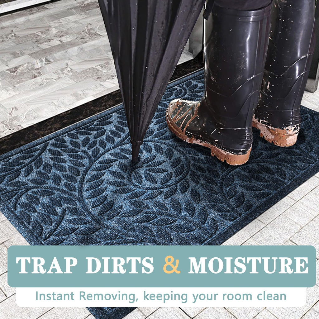 Front Door Mat Entrance, Durable Heavy Duty Welcome Mat, Thick Absorbent Natural Rubber Non Slip Mat, Sturdy Entryway