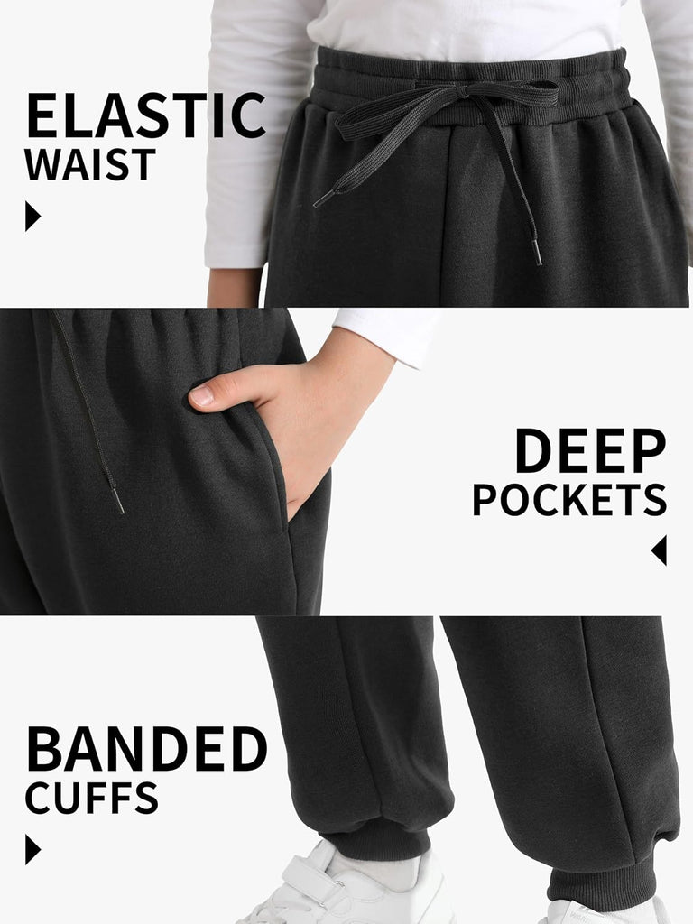 4 Pack Boys Fleece Sweatpants Kids Athletic Jogger Pants