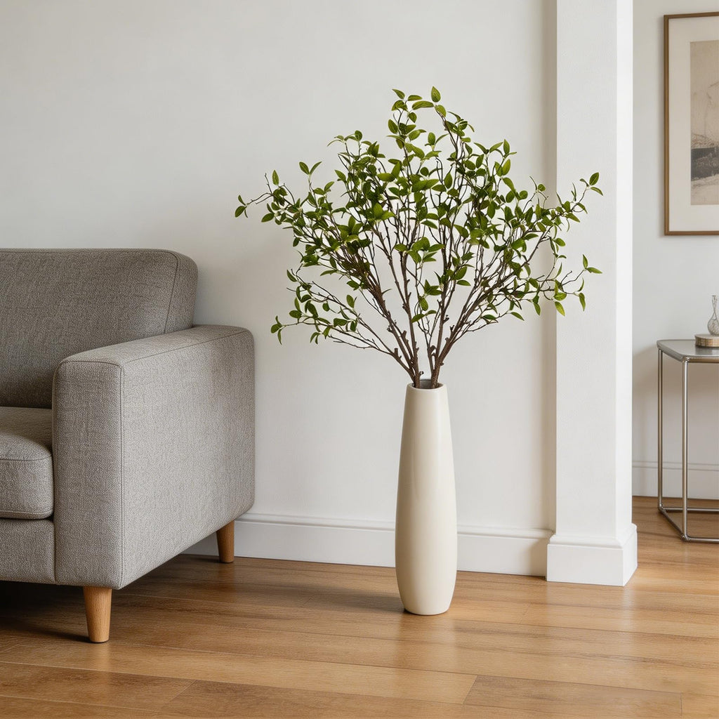 4 Pcs 45.3 inch Greenery Stems Artificial Branches for Vases Spring Green Long Stem Fake Greenery Stems Silk Ficus
