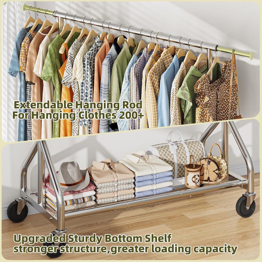 Double Rod Clothing Rack, Heavy Duty Clothes Rack, Chrome