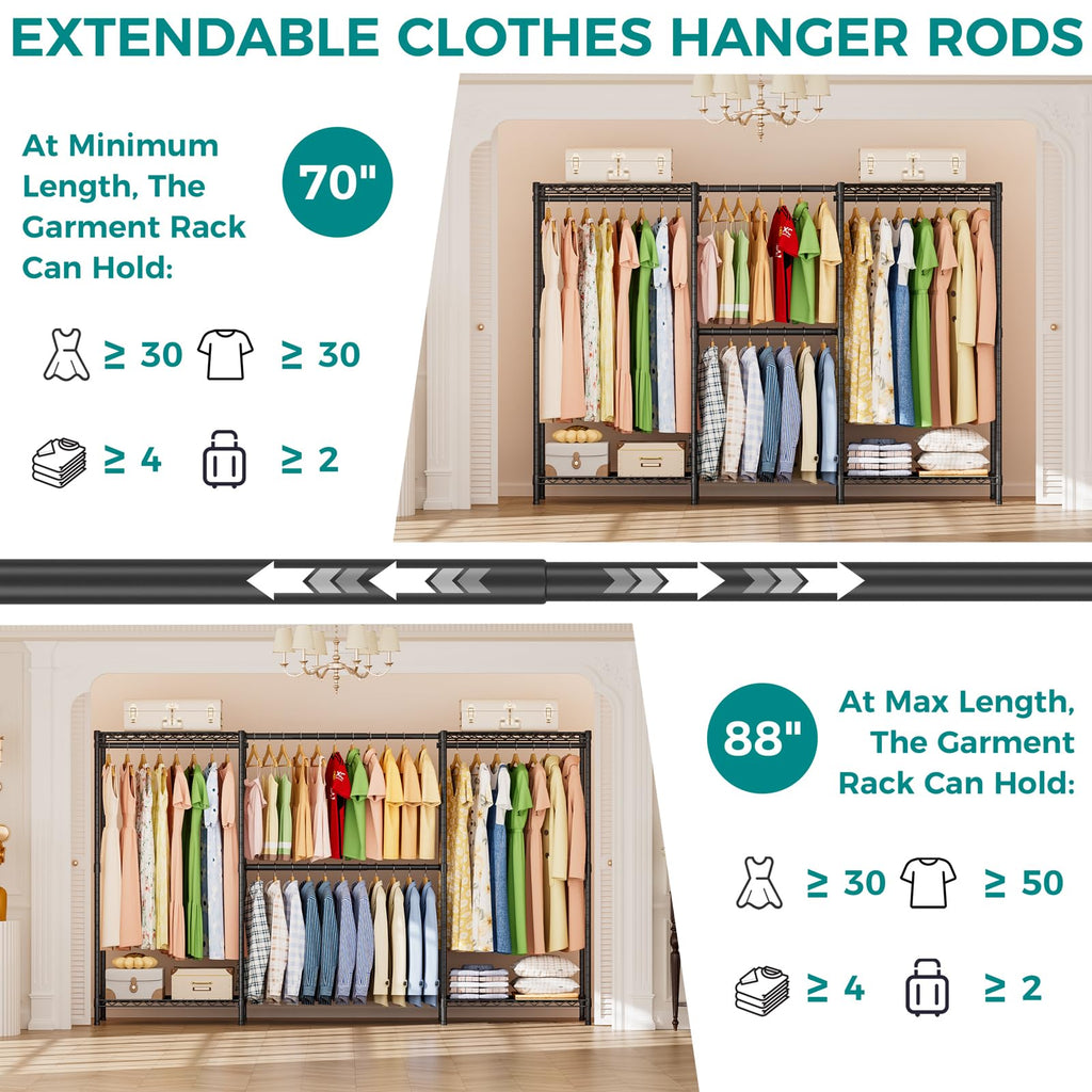 Heavy Duty Portable Closet Metal Clothes Racks Wardrobe with Shelf