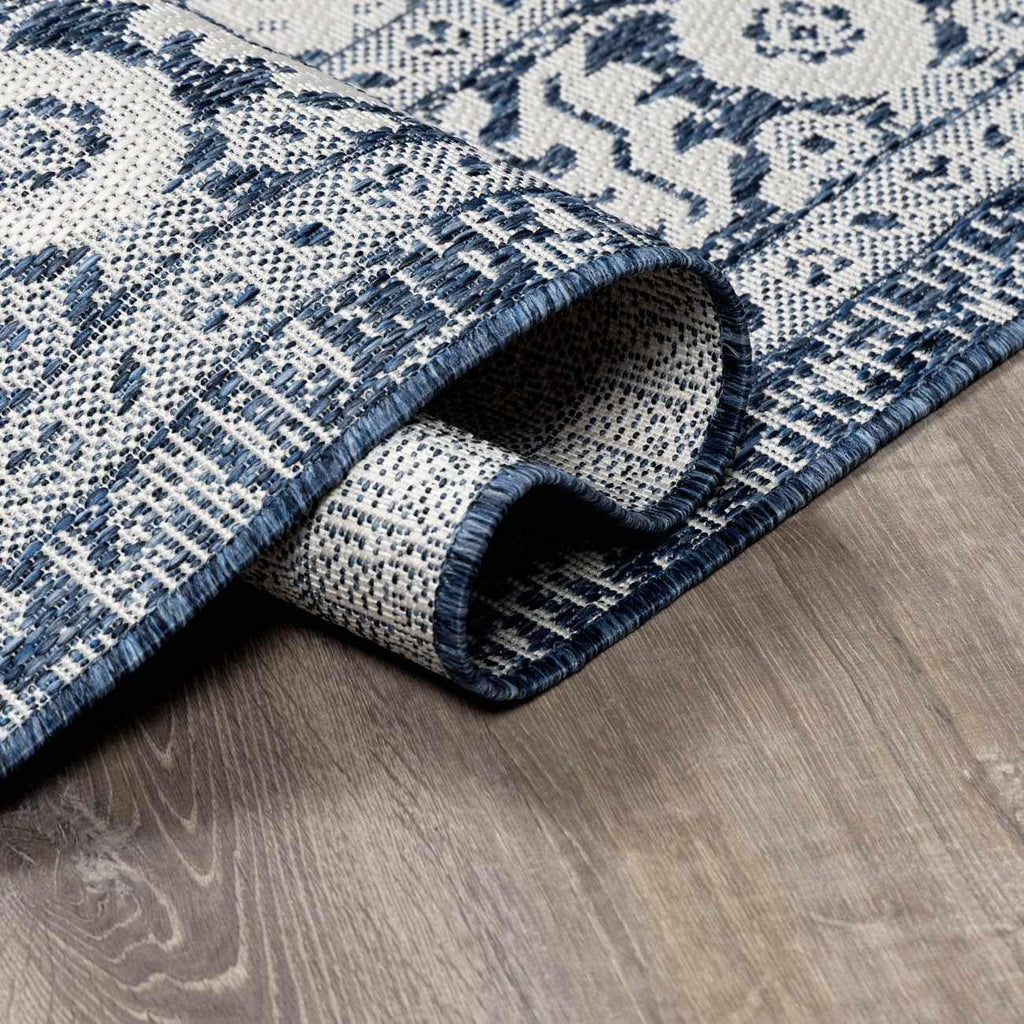 Etoile Living Room, Bedroom Patio Outdoor Area Rug - Medallion Border Floral Geometric Distressed - Traditional