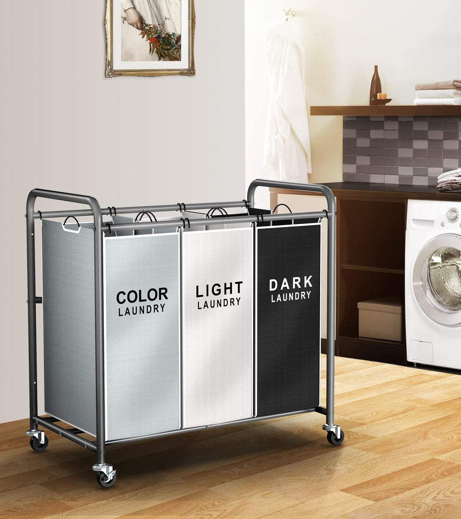 Laundry Sorter Hamper 3 Section, Divided Laundry Basket Organizer