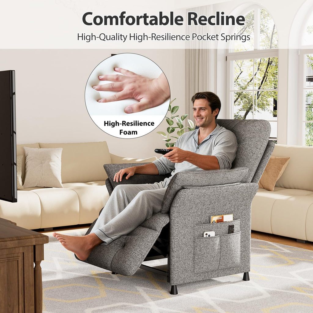 Power Recliner Chair for Adults with Heated & Massage, Adjustable Electric Reclining Chair Sofa