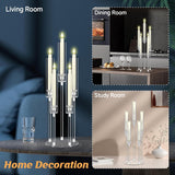 Clear 5 Arms Candlesticks Holder with Acrylic Shade,26'' Tall Acrylic Candelabra Centerpieces for Candlelight Dinner