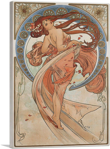 Danse 1898 Canvas Art Print Stretched Framed Painting Picture Poster Giclee Wall Decor by Alphonse Mucha - 12" x 8"