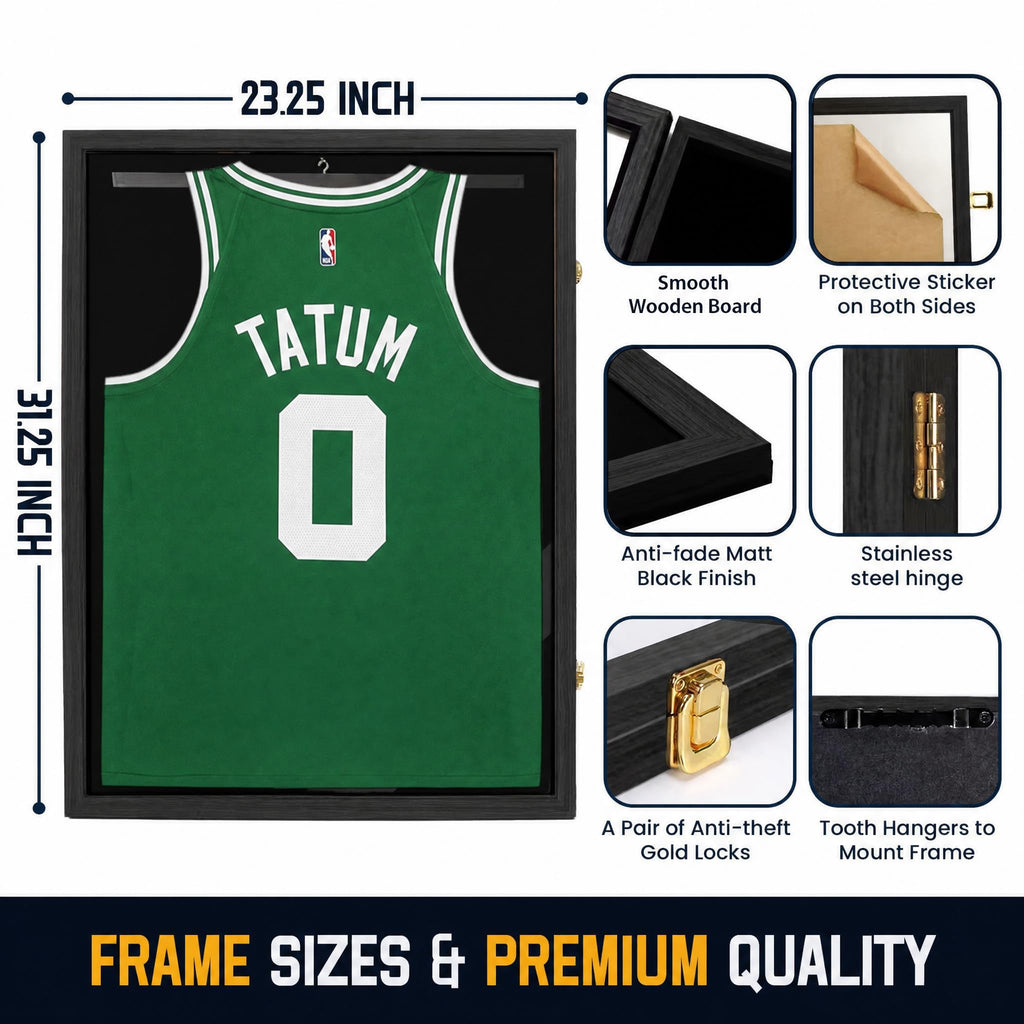 Jersey Frame Display Case, Jersey Shadow Box with 98% UV Protective Acrylic Door for Football, Basketball, Baseball