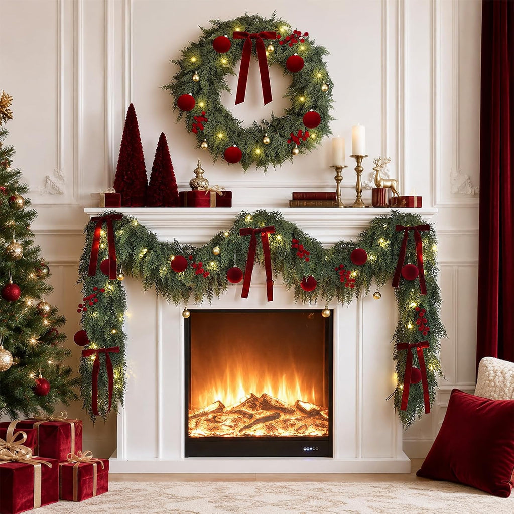 With Lights Ornaments Realistic Preit Cedar Garland
