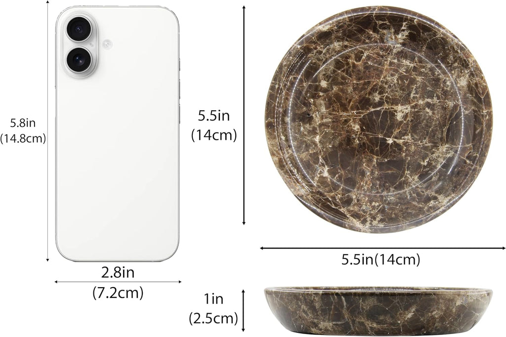 Small Natural Marble Jewelry Tray Key Plate Holder Dish Trinket Decor Catch All Bowl for Ring Earring Stone Gift for