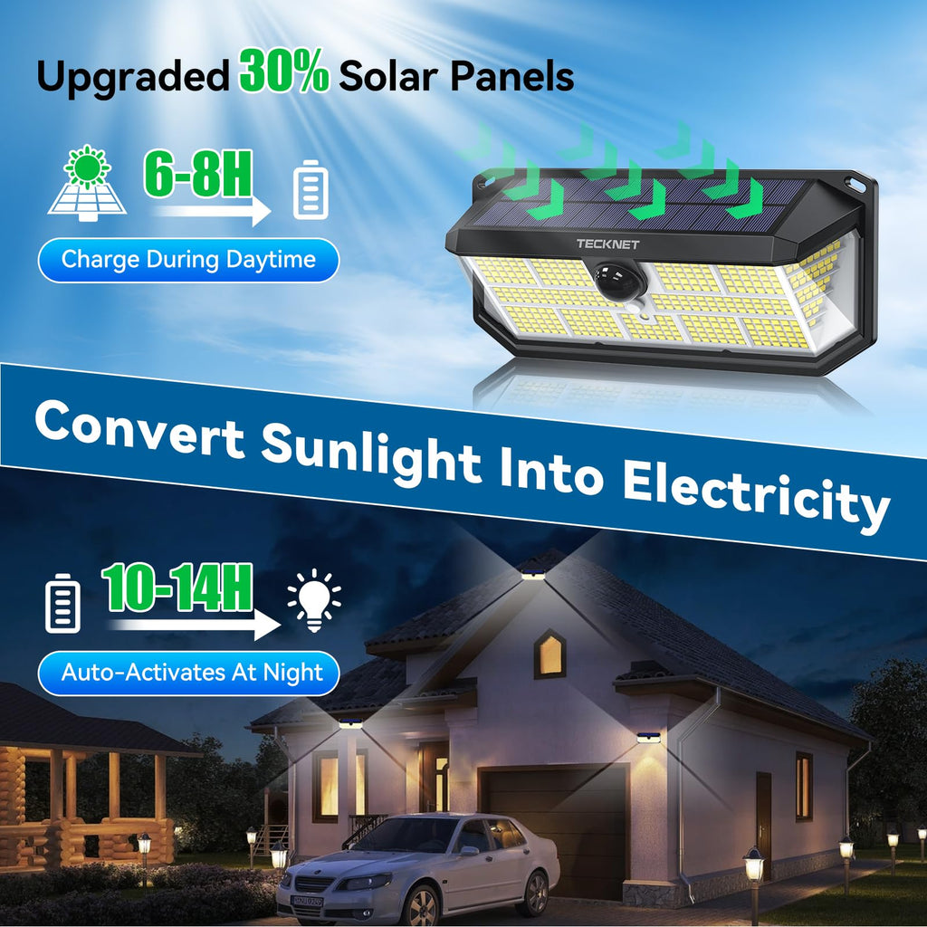 Solar Lights Outdoor 495 LED Motion Sensor Waterproof Wall Lights