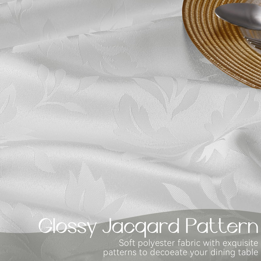 Jacquard Round Tablecloth 70 Inch, White