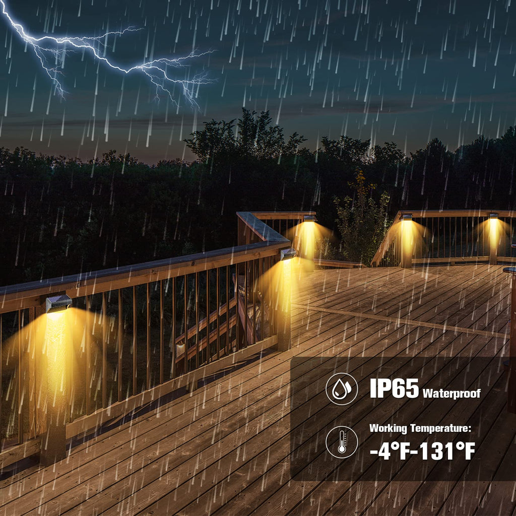 Solar Fence Lights - Outdoor Waterproof Warm White & Daylight White LED Solar Lights for Backyard, Deck, Stair