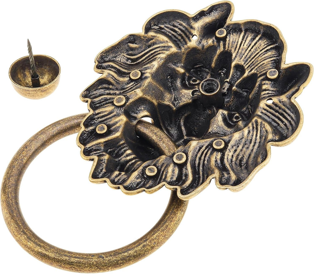 Door Knockers ,7 Inch Solid Brass Lion Head Shaped Vintage Door Knocker with Strike Plate,Heavy Duty Decorative Gate