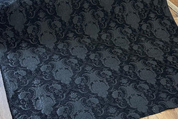 Damask, Chenille, Upholstery, Drapery Fabric, Sold By the Yard 58" Wide (Black/Black)