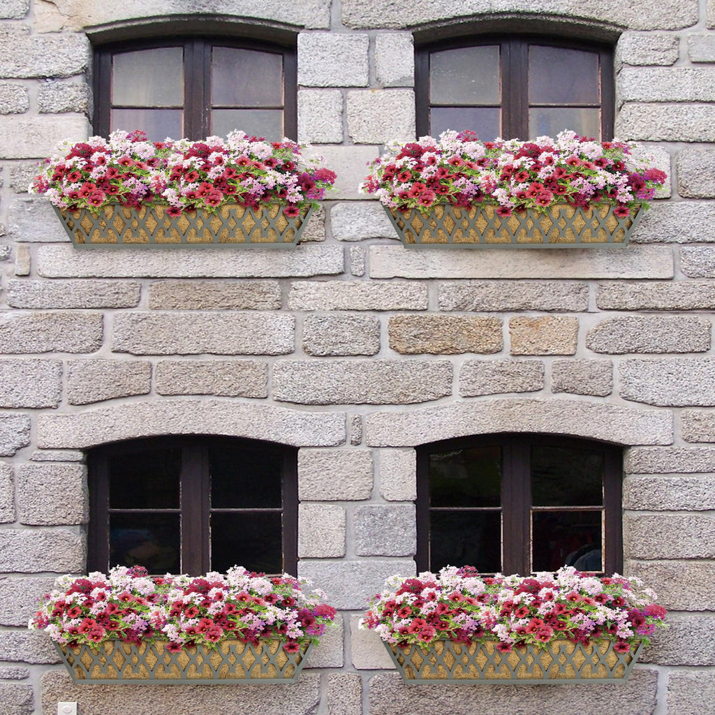 2 Pack 30 Inch Window Boxes Planters Railing Planter Box with Adjustable Brackets for Porch Fence Patio Balcony