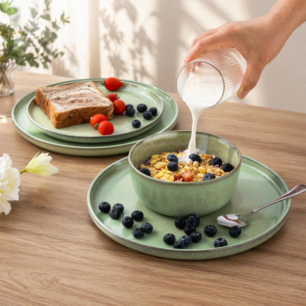 Dinnerware Sets for 6, 24 Pieces Ceramic Plates and Bowls Set