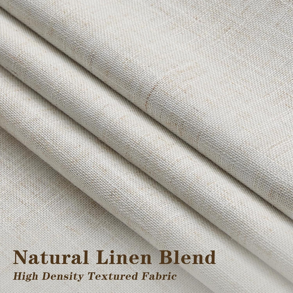 Natural Pinch Pleated 100% Blackout Linen Curtains 90 Inch Length, Black Out Pinch Pleat Curtains for Living Dining
