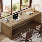 79-Inch Extra Long Desk, Two Person Double Desk, Wooden Long Computer Desk Writing Table, Natural Oak
