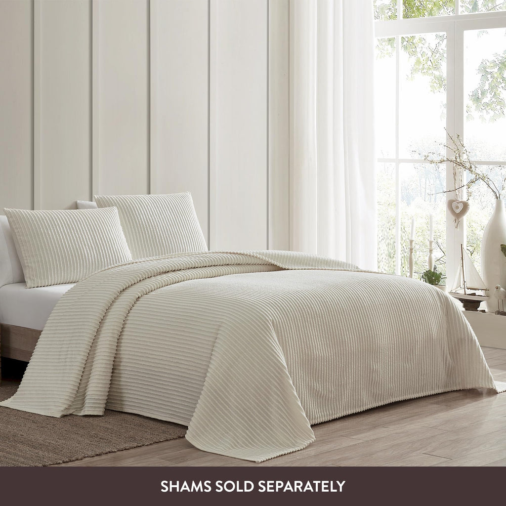 Queen Channel Chenille Bedspread, Ivory