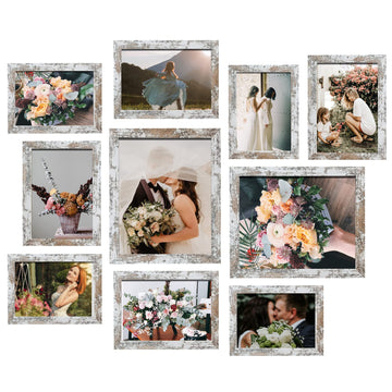 Picture Frame Set 10-Pack, Gallery Wall Frame Collage with 8x10 5x7 4x6 Frames in Distressed White Finishes