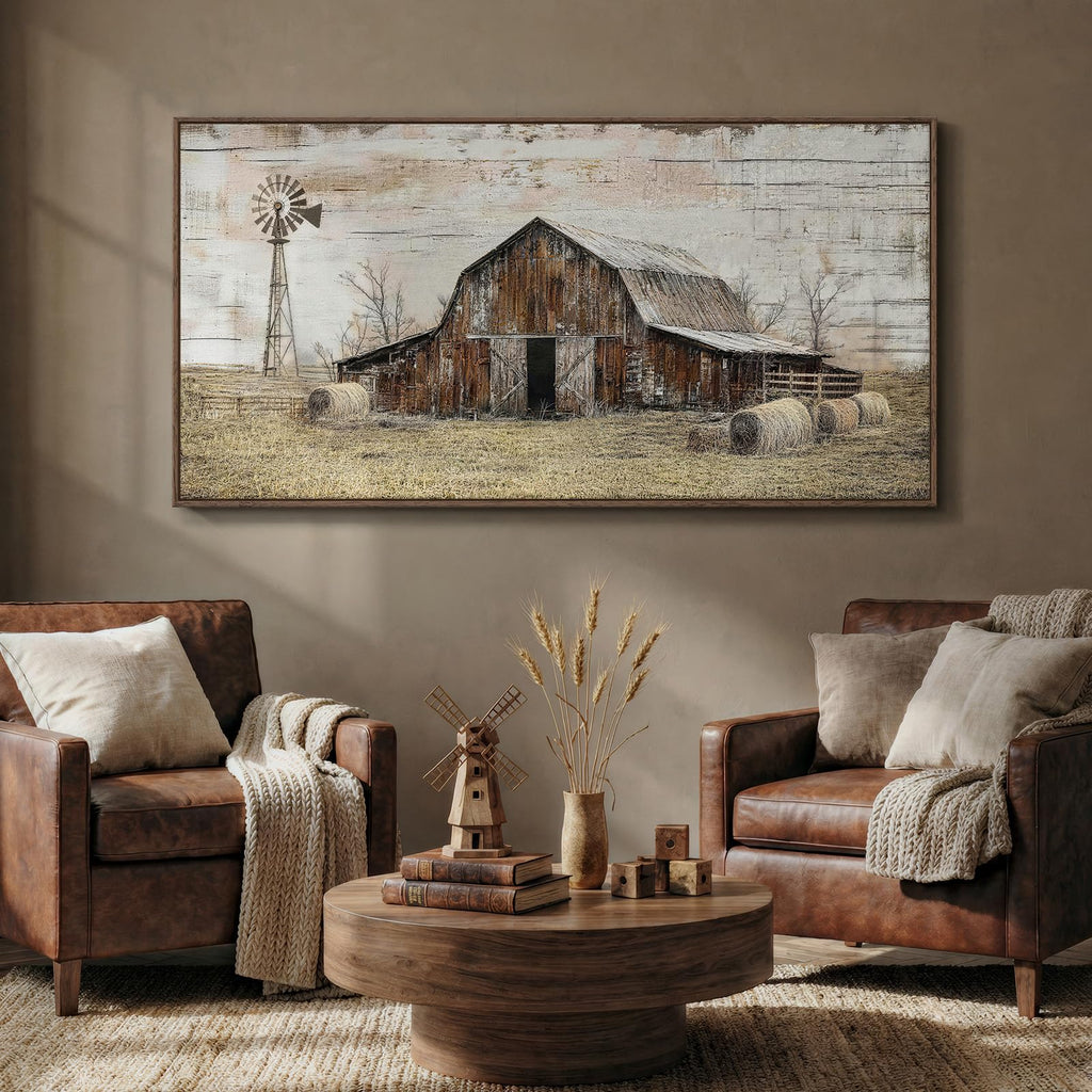 Large Framed Farmhouse Wall Art, 60x30 In