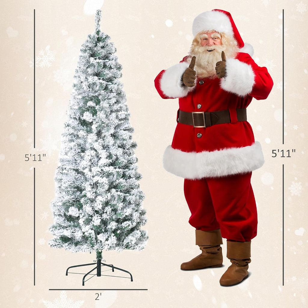 Pre-Lit Snow Flocked Christmas Tree with 250 LED Lights, Easy Assembly
