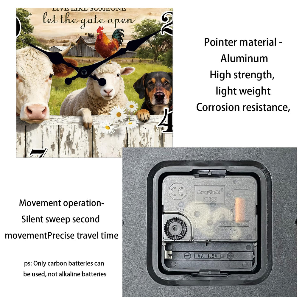 Farm Animals Wall Clock 20 Inch Large Farmhouse Decor