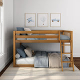 Fundamental Twin Low Bunk Bed, Kids Solid Wood Modern Bed Frame with Strong Wooden Slats, Non-Toxic Finishes