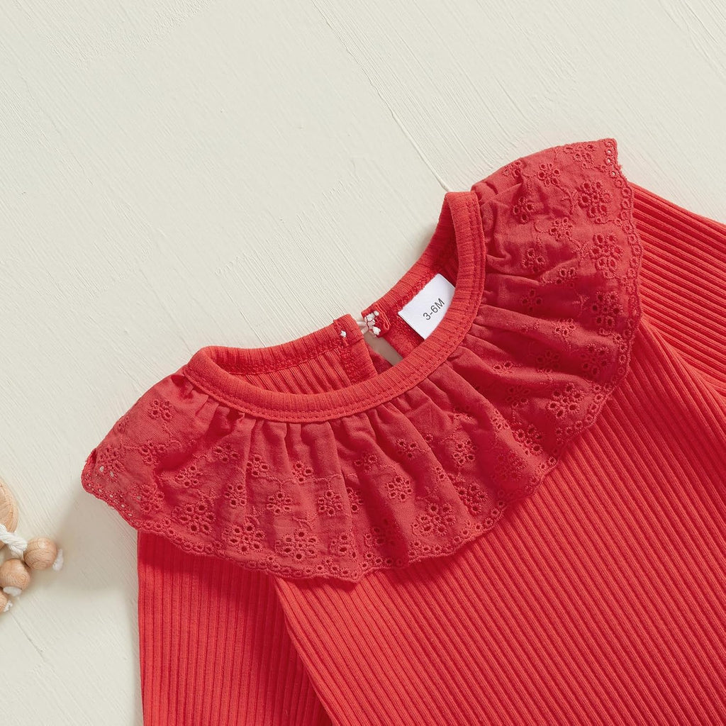 Newborn Baby Girl Outfits Rib Knit Romper Jeans Flare Pants Headband